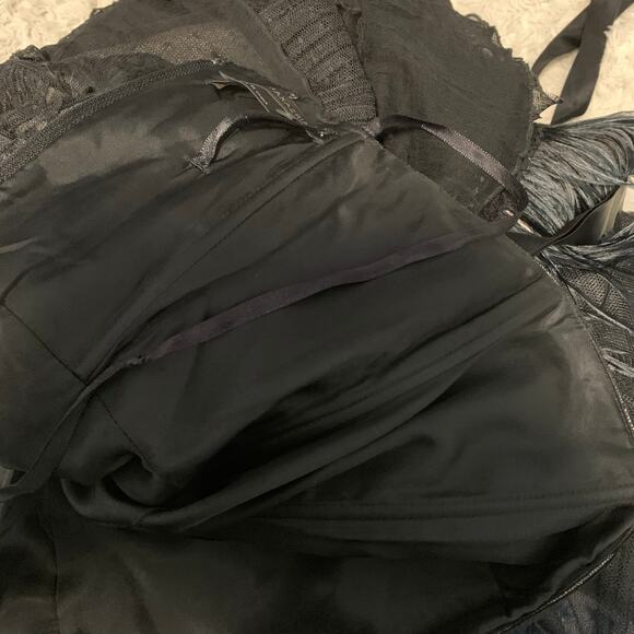 BCBG Maxazria Strapless Feather Fringe Hem Midi Dress Women’s 8 Formal - Picture 7 of 15